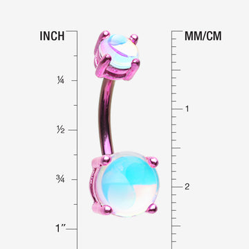 Detail View 1 of Colorline Iridescent Revo Sparkle Prong Set Belly Button Ring-Pink